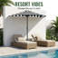 Parasol de patio semi-latéral en acier de 9 pi avec système de levage à manivelle, 5 nervures robustes imperméables, parasol de table de patio UPF 50+, tissu de qualité supérieure, protection UV,-769577561