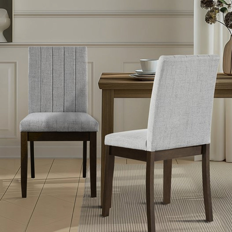 Paire de chaises de salle à manger grises rembourrées - Base rembourrée de mousse et 2 chaises de conception contemporaine