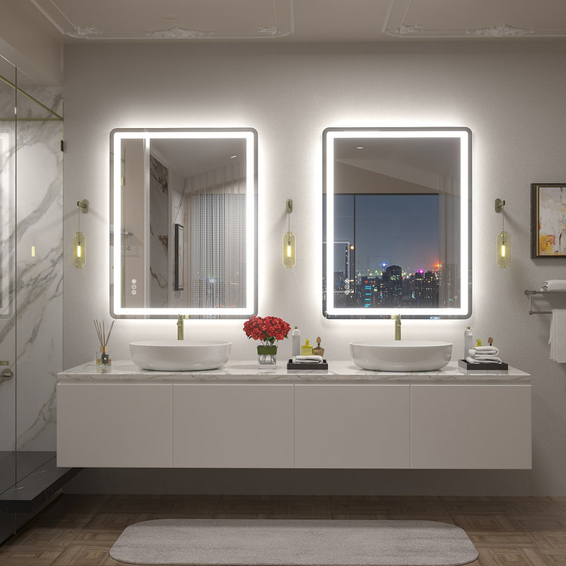 Aevar UL Certified Front & Back LED Anti-Fog Tempered Glass Bathroom/Vanity Mirror with 3-Year Warranty, 36" x 28"