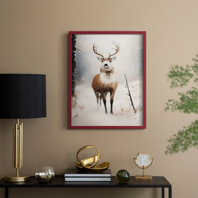 «Christmas Holiday Art», série 2-CLXIV, reproduction encadrée - bois massif, H 11 po x l 9 po, Rouge