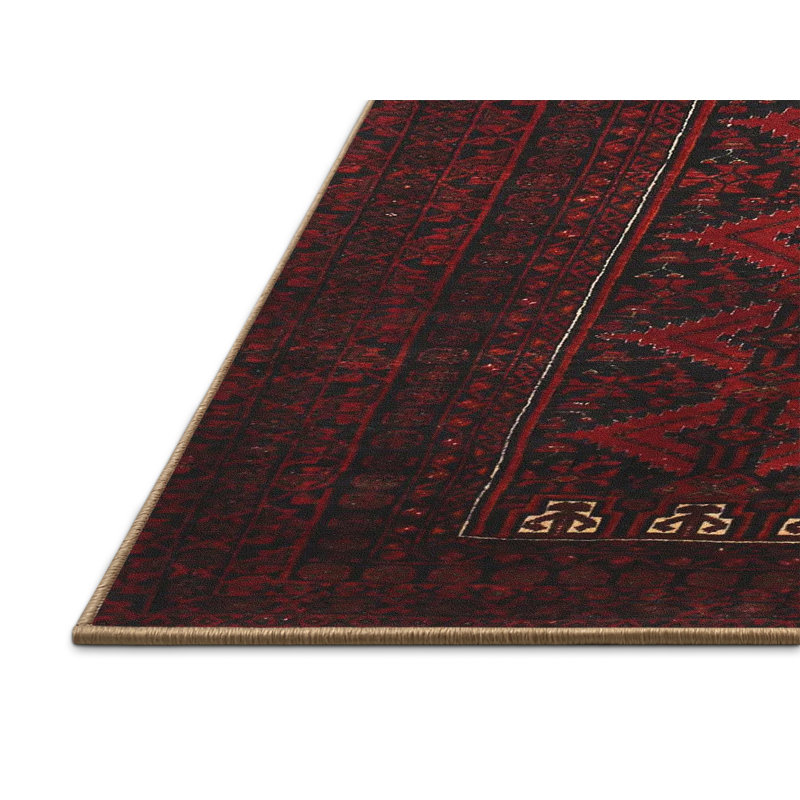 Tapis traditionnel rouge / noir Haaken, Rectangle 2 pi x 3 pi