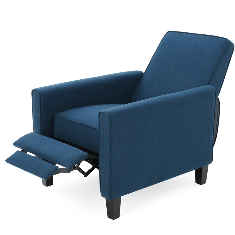 Grantham Upholstered Recliner, Navy Blue Polyester