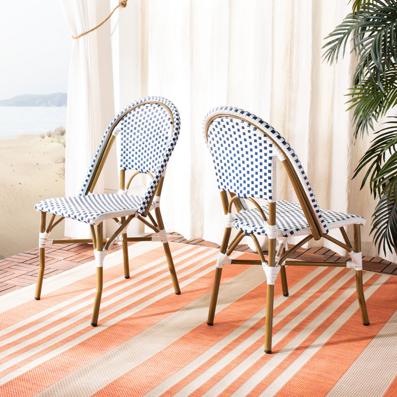 Chaise d'appoint de patio en osier / rotin Casidy, Bleu