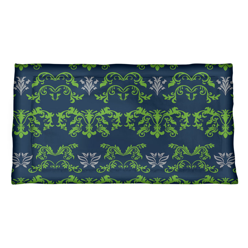 Football Baroque Pattern Pillow Sham, Standard, Polyester, Blue/Green/Silver