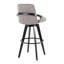 Tabouret de bar à hauteur fixe avec pivot en bois noir et tissu avec repose-pieds rond en métal - ensemble de 2