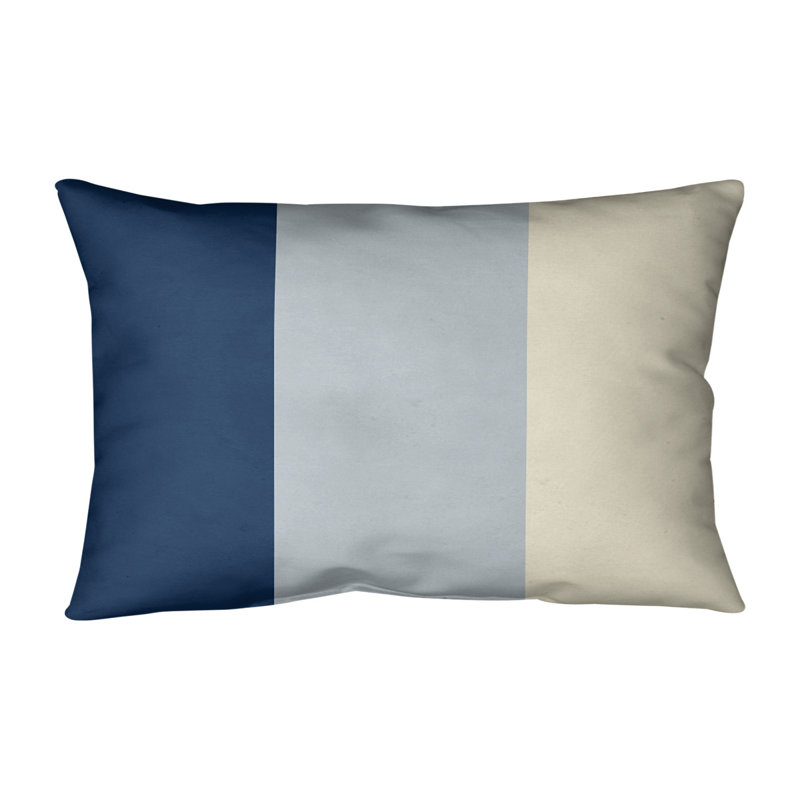 Seattle Striped Linen Reversible Pillow Cover, Navy Blue/Silver/Cream