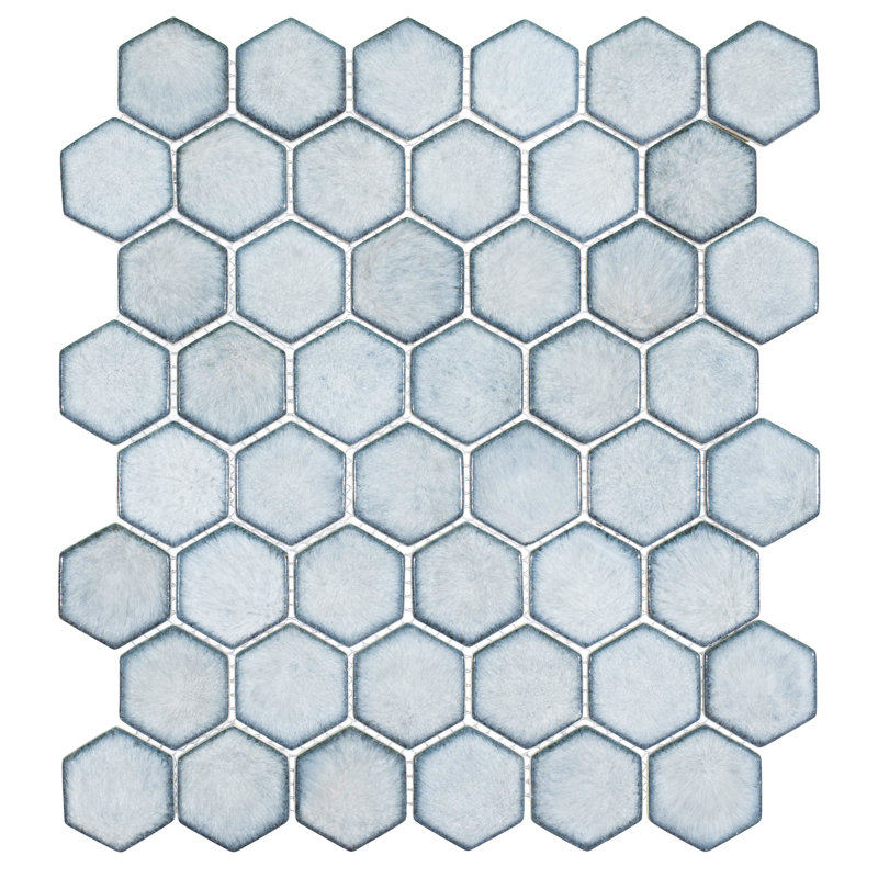 Honoro- Hexite Honeycomb Glass 2" Hexagon Mosaic Wall & Floor Tile, Gray