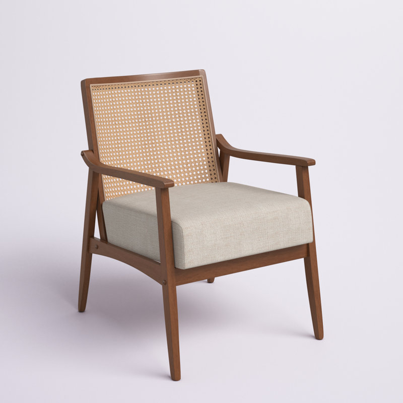 Shonda Cane and Solid Wood Accent Chair, Walnut