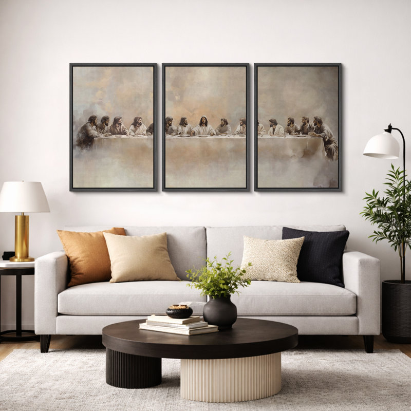 Religious "The Last Supper Painting Inspiration Artwork, Jesus Christ and Disciples Biblical Church Wall Pictures, 3 Pieces Canvas Digital Giclee Print Wall Art"