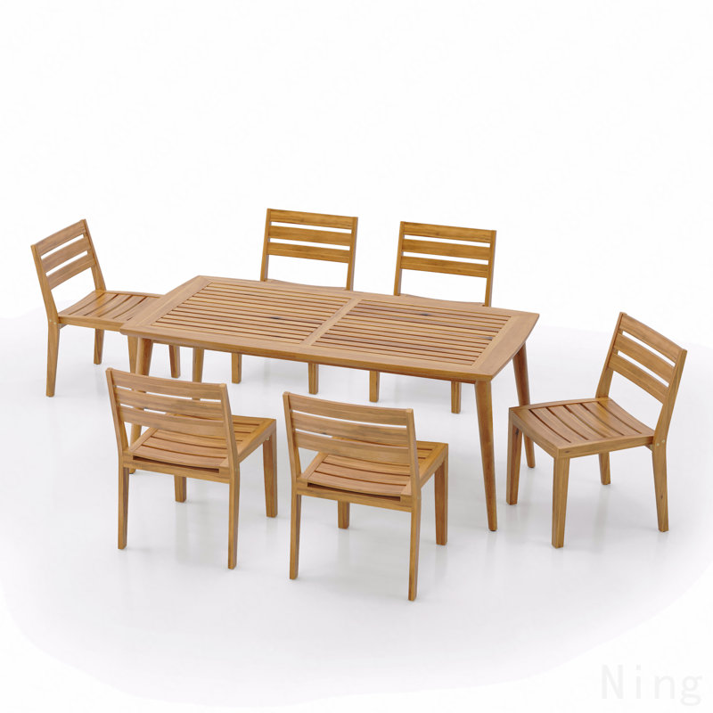 Ensemble repas d'extérieur en bois d'acacia 7 pièces