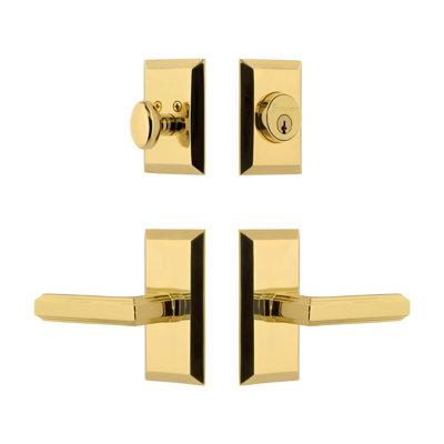 Fifth Avenue Short Plate Complete Entry Set with Single Cylinder Deadbolot and Carre Lever