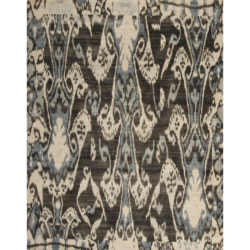 Jazz Hand Knotted Wool Area Rug in Charcoal