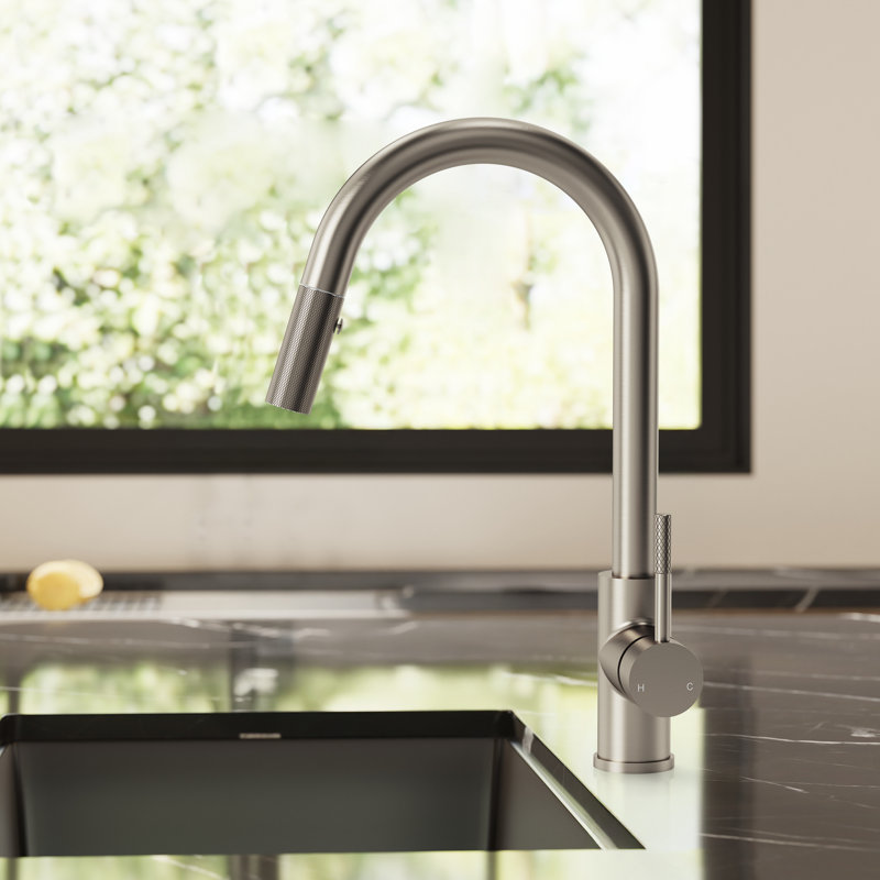  Dual Function Pull-Down Kitchen Faucet , Single Handle Sink Faucet, Brushed Nickel