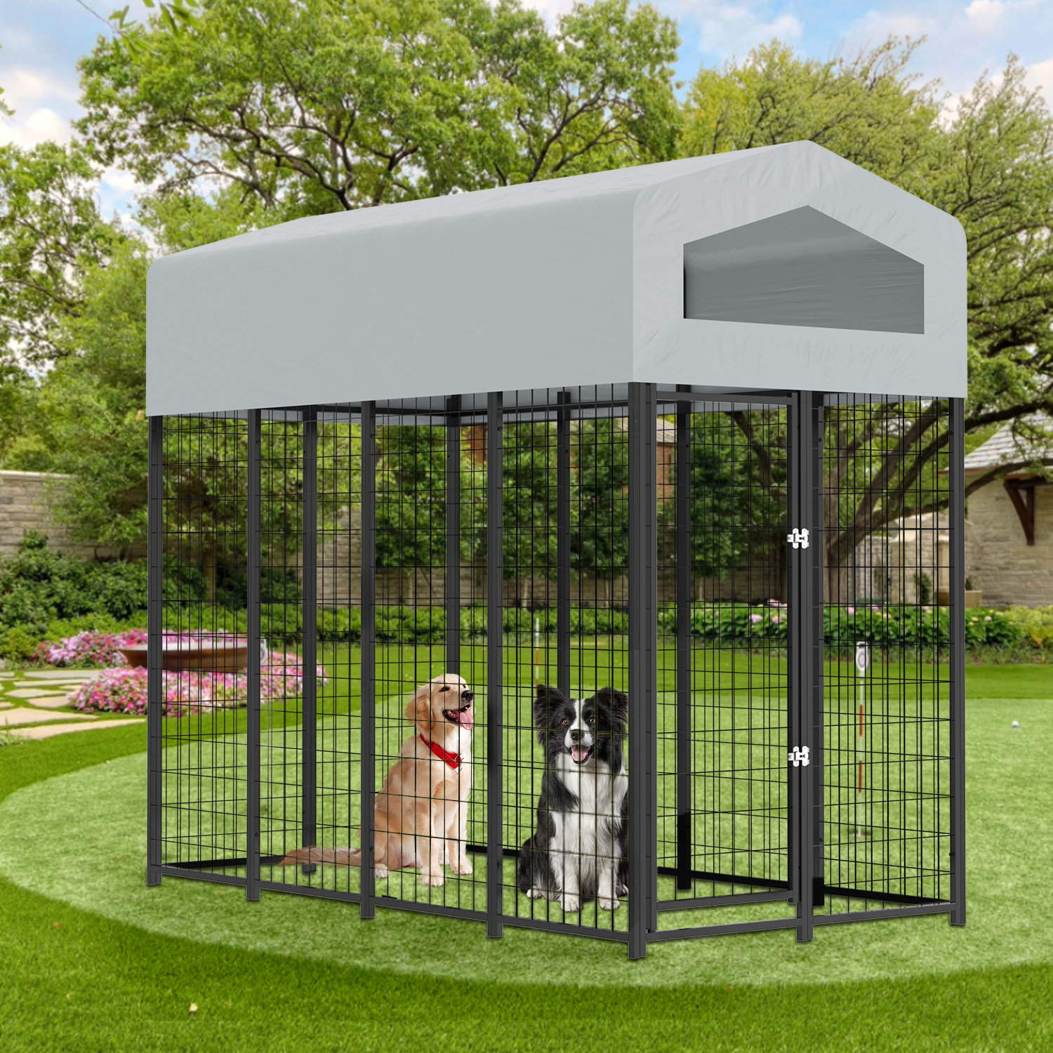 Ningbo Gaoxing Leisure Products 79'' H Steel Yard Kennel With Door ...