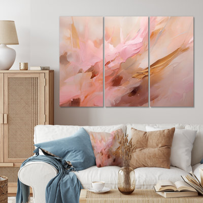 «Tender Feelings In Vintage Pink Watercolor», ensemble d'art sur toile à formes abstraites