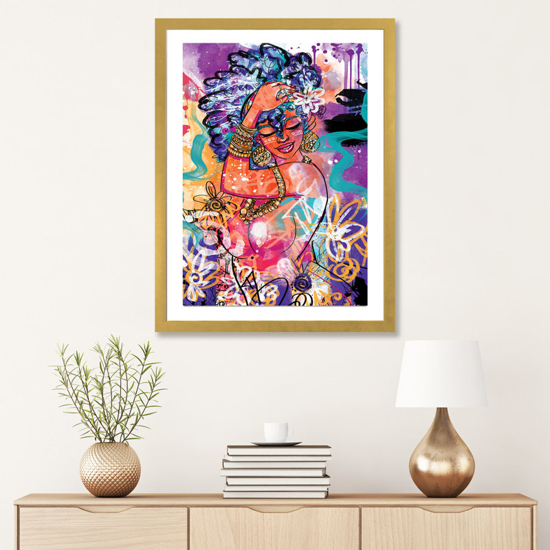 «Gold Flowers» par Justin Copeland, Papier encadré doré, H 32 po x l 24 po x P 1 po