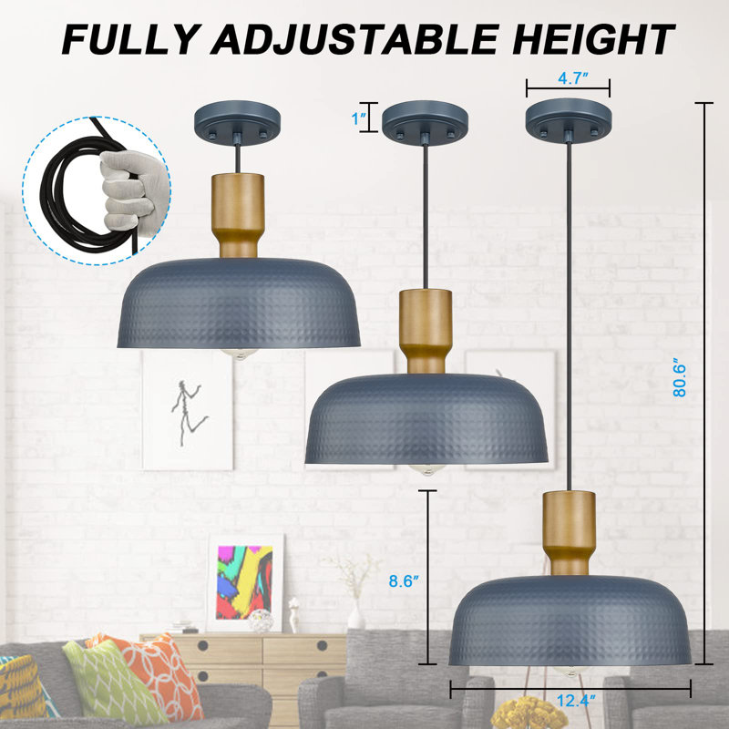 Luminaire suspendu 1 lumière Dunaird, Bleu
