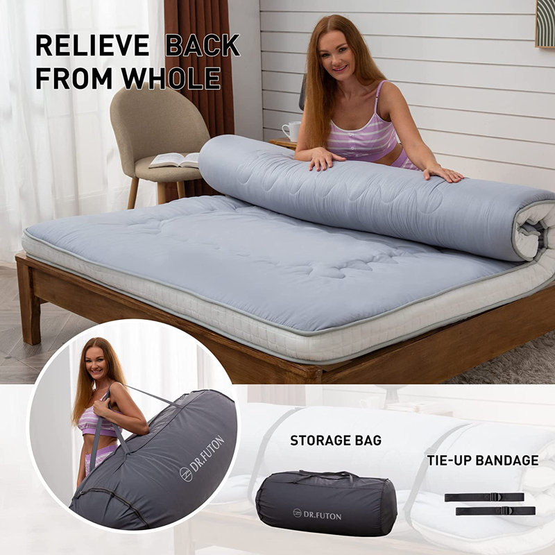 Misquamicut 4'' Memory Foam Mattress Pad, Silver Gray, Queen