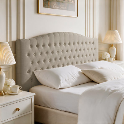 Button-Tufted Upholstered Headboard with Wall-Mount Option