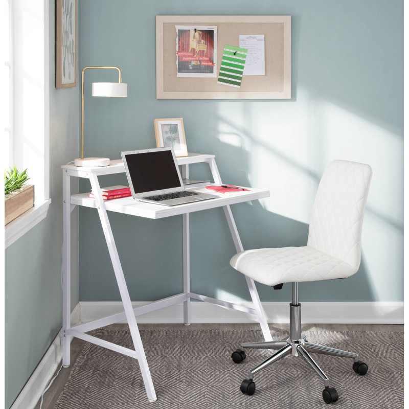 Bryonie Metal Base Writing Desk, White