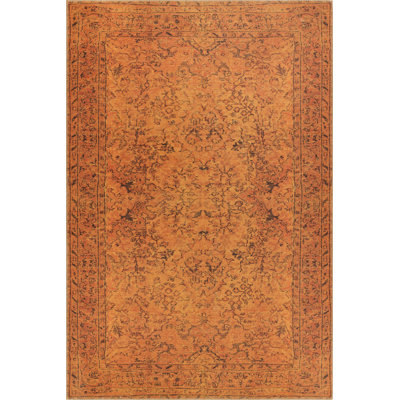 Luxurious Ocher Area Rug, 7.5 x 10.8 Feet | 100% Polyester, 1850 g/m² Pile Weight, 0.16 in Pile Height | Eco-Friendly Recycled Poly Cotton Underside | Soft, Durable, Machine Carpet for Living Room & Bedroom Décor