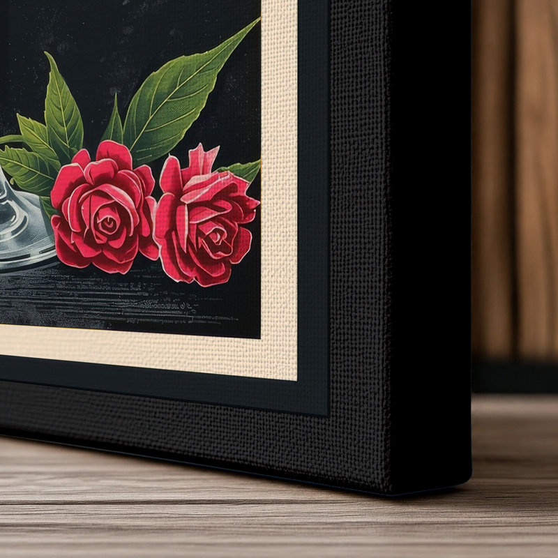 Flower Market Cocktail Art Deco - Wrapped Canvas, 30x20 - 76.2 x 50.8 cm, Black Border