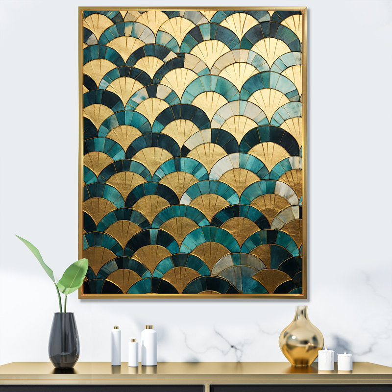 «Emerald And Golden Arches IV», reproduction d'art sur toile, H 20 po x l 12 po x P 1 po, Cadre flottant doré