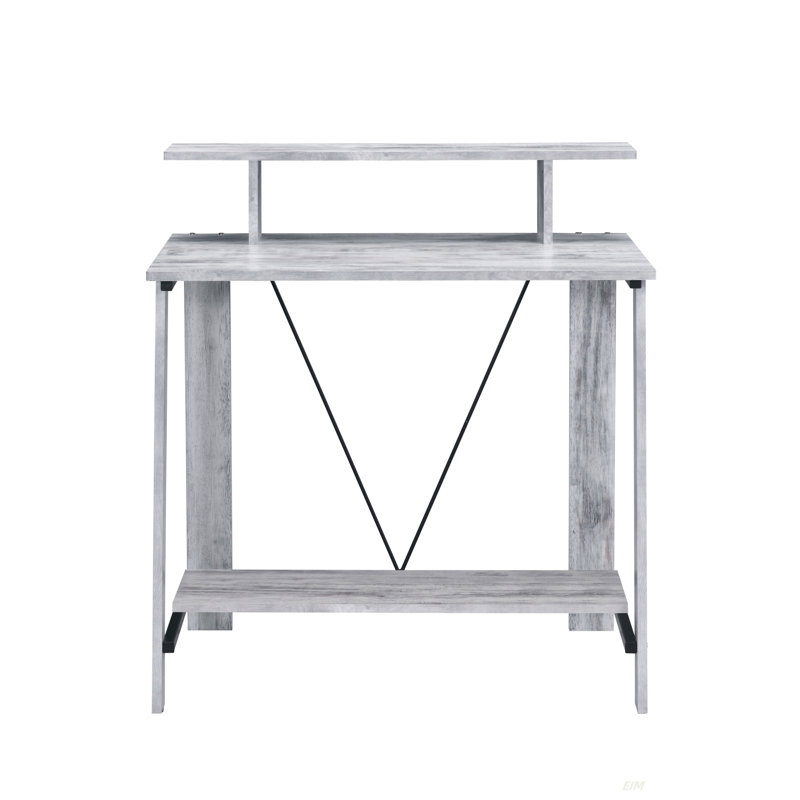 Writing Desk With Upper Shelf(Desk), Gray