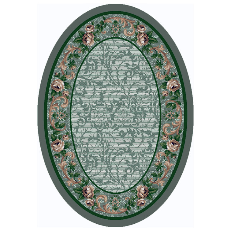 Alminus Innovations Rose Damask Aqua Area Rug