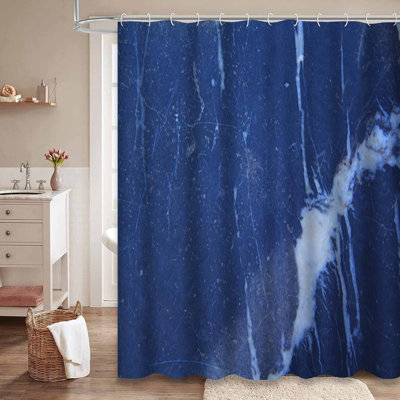 Rideau de douche agate bleu pierre avec 12 crochets
