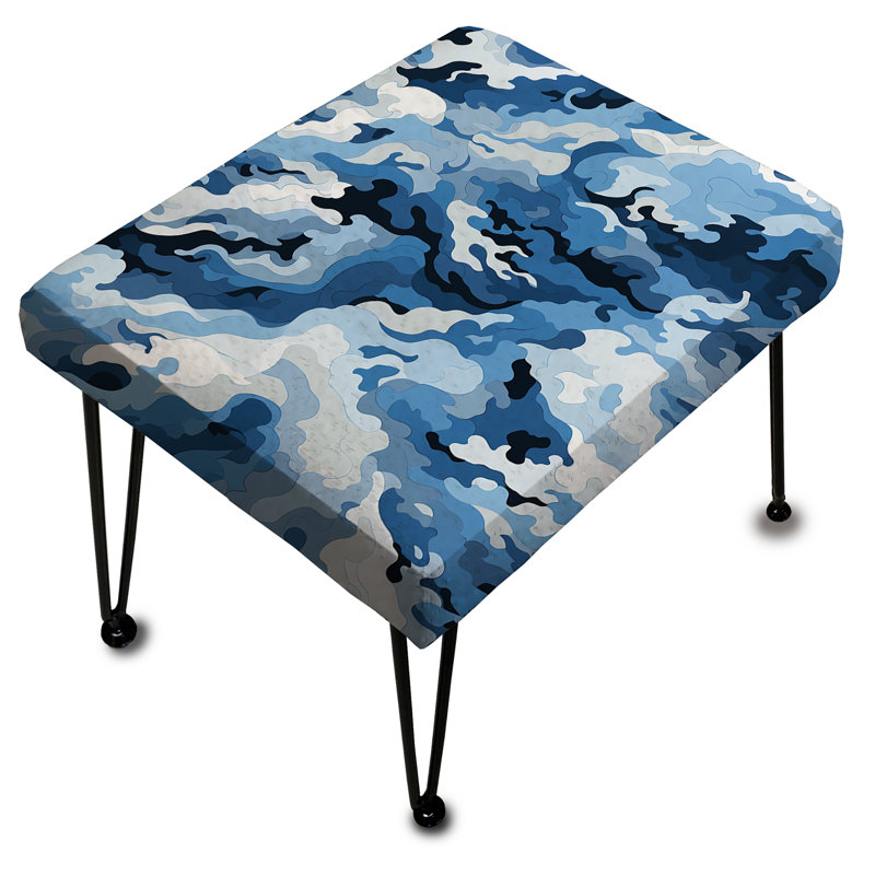 Arctic Camo Blizz - Camouflage Rectangle Ottoman
