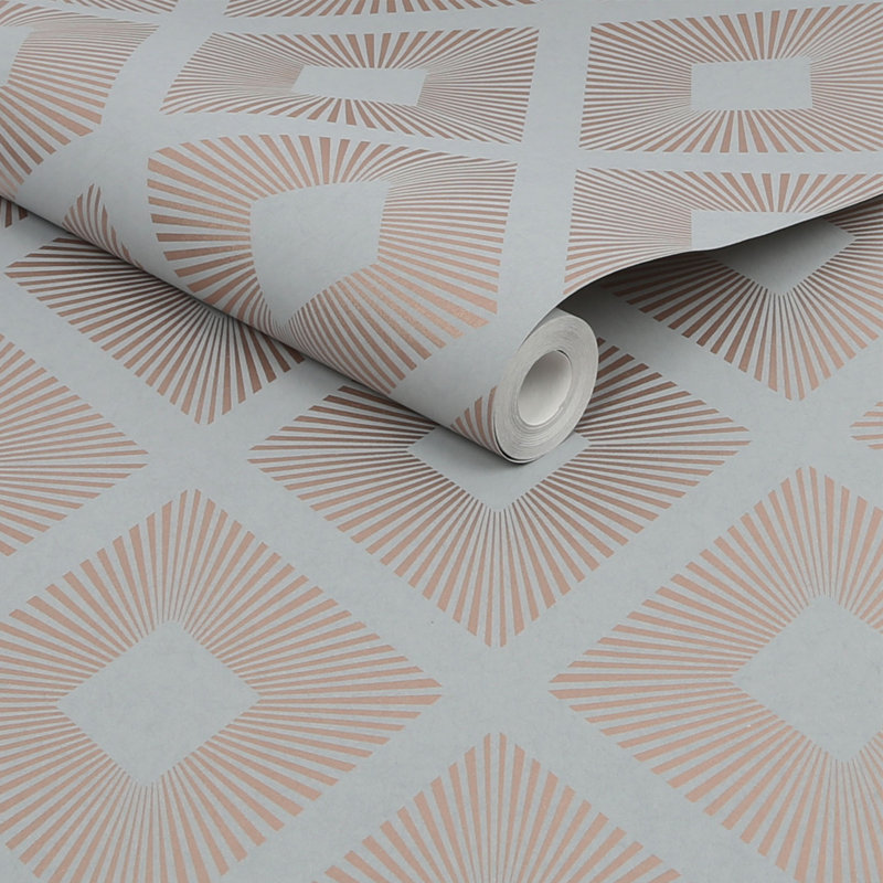 Geometric Metallic Wallpaper Double Roll, Gray