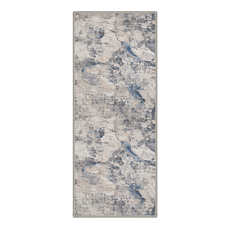 Tapis à motif abstrait craquelé Wabi-Sabi, Runner 2'5" x 8'