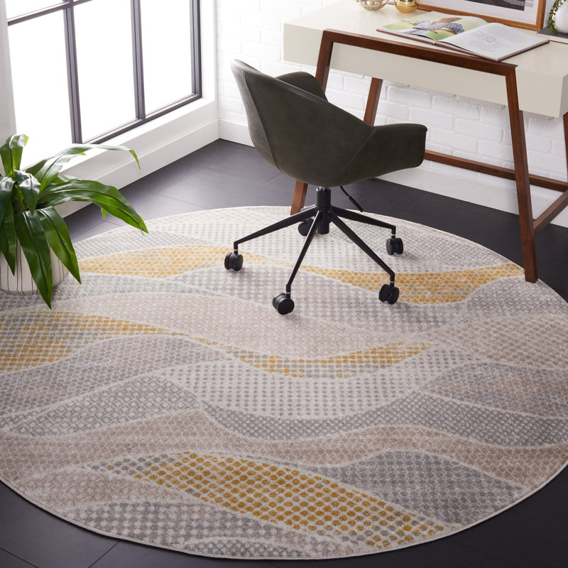 Pearsons 514 Area Rug In Gray/Beige/Gold, Round 6'7"