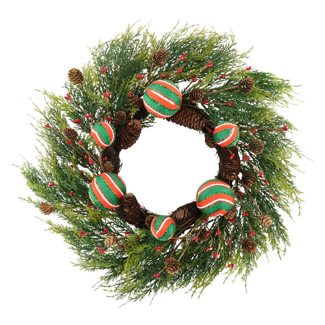 Greenery Wreath With Balls The Holiday Aisle®
