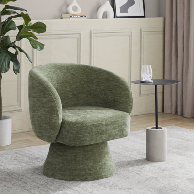 Swivel Accent Chair In Grey Fabric