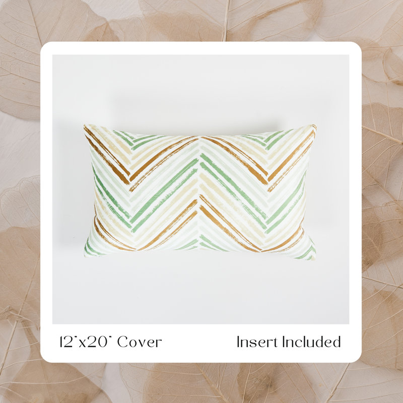 Geometric Green Brown Throw Pillow Lumbar 12"