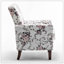 Chaise avec accoudoirs en mélange de polyester à motifs, structure en bois de bouleau massif avec pieds fuselés bruns, chaise d'appoint rembourrée de mousse avec garniture pour le bureau du salon