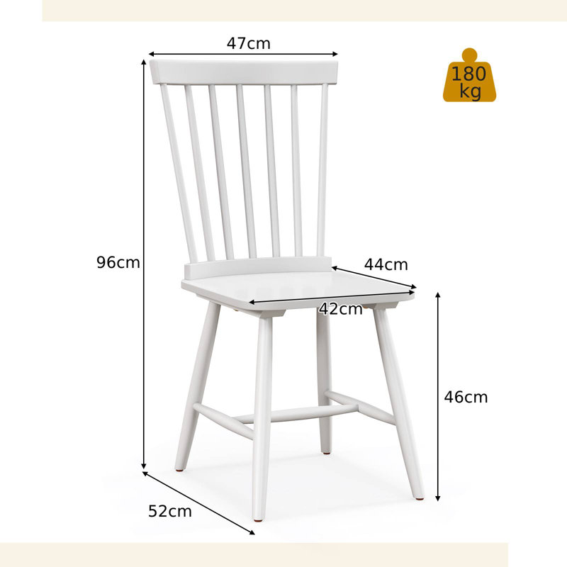 46 cm H Solid Wood Side Chair, White