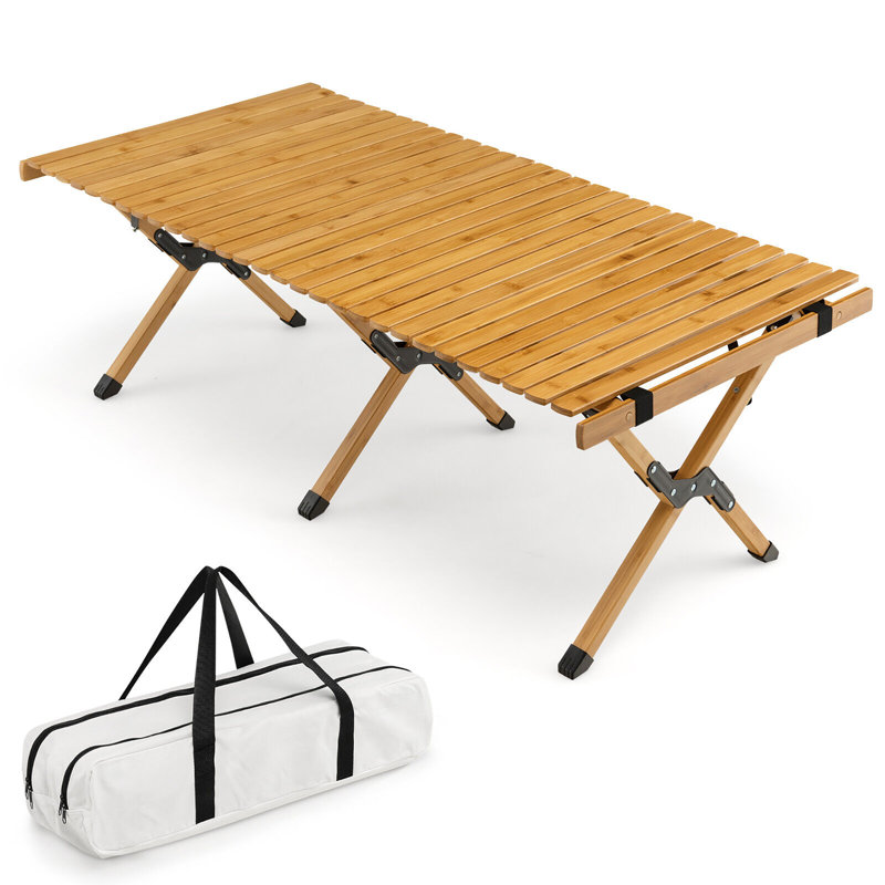 48'' Solid Wood Rectangular Folding Table, Brown
