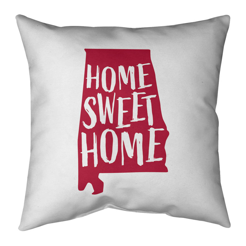 Housse de coussin pour la maison, 26 po x 26 po, Alabama, Blanc / Rouge