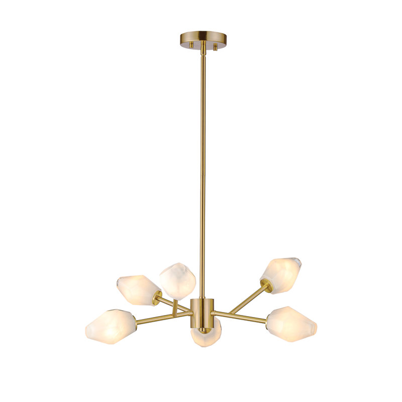Lustre 6 lumières en laiton antique 24 po Aguero, 6