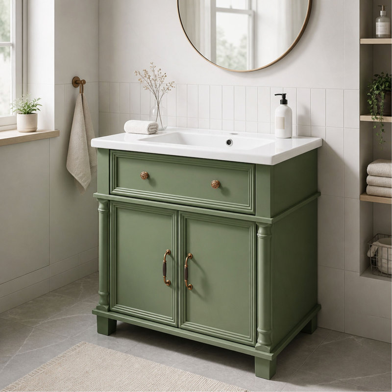 Lavabo en céramique, 27,8 po, blanc, seulement lavabo, sans armoire