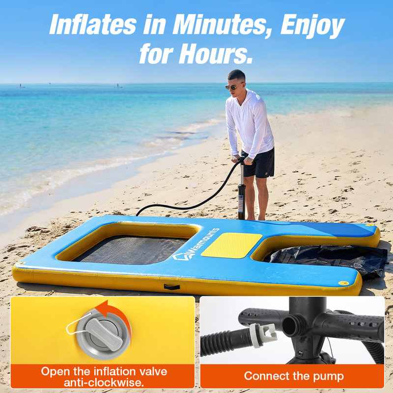 Bouée gonflable 10 pieds avec rivière flottante et hamac flottant pour adultes, 10 ft. W x 6 ft. D