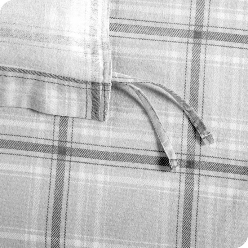Gray Full/Queen Cotton Flannel Duvet Cover Set