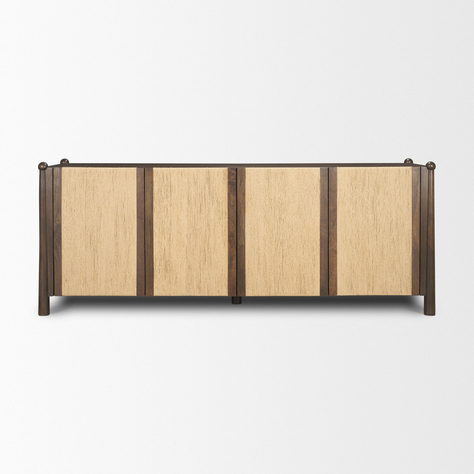 Adeline 85" Dark Brown Wood W/ Paper Rope 4 Door Closed Sideboard