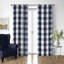 Walker Buffalo Indigo/Ivory Cotton Grommet Top Drapery Panel Set of 2-1477510699