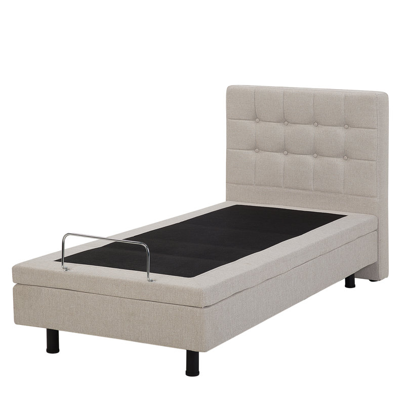 Robards European Single (90 x 200cm) Upholstered Adjustable Bed, Beige