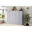 Lit double de couleur grise, cadre de lit pliable multifonctionnel avec 2 armoires, idéal pour les petits espaces et les chambres d'amis, matériau en bois de pin-349706031-349706016