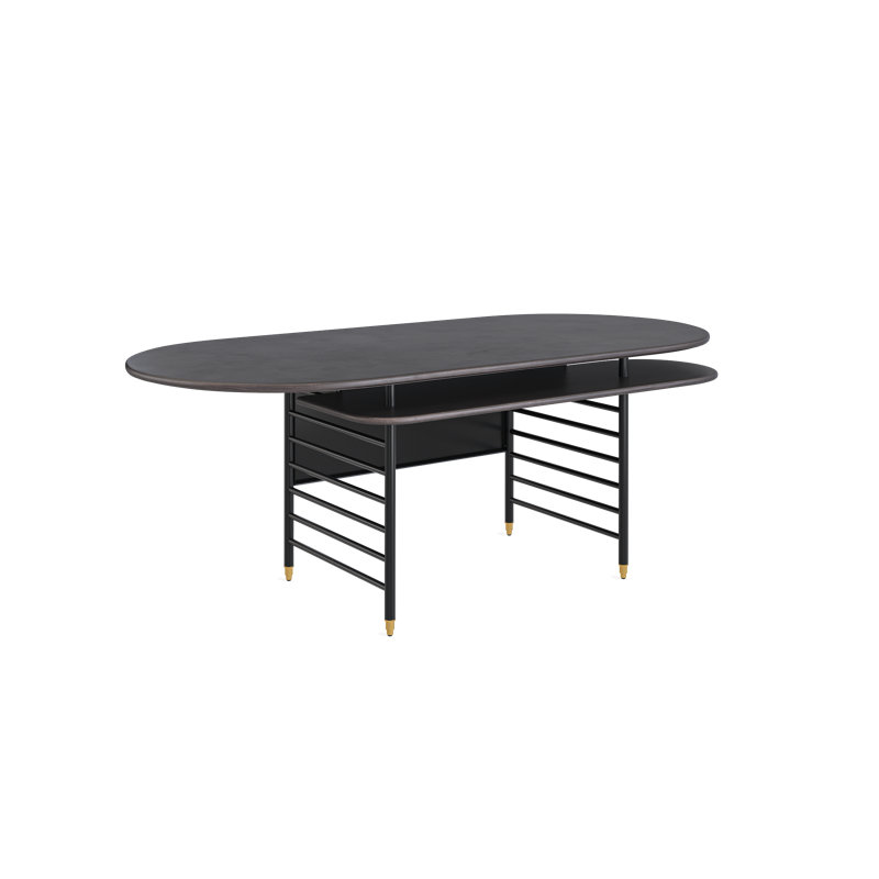 Frank Lloyd Wright Racine Desk, 30" H x 84" W x 42" D, Black